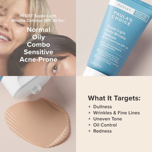 Paula's Choice RESIST Super-Light Daily Wrinkle Defense Mineral Sunscreen, SPF 30 Face Sunscreen for Oily Skin, Matte Tinted Face Moisturizer, UVA/UVB Protection, Fragrance-Free, 2 Fl Oz - Image 6