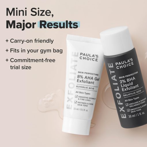 Paula's Choice SKIN PERFECTING 8% AHA Gel & 2% BHA Liquid Travel Duo, Facial Exfoliants for Blackheads, Large Pores, Wrinkles & Fine Lines, Face Exfoliators w/Glycolic & Salicylic Acid - Travel Size - Image 3